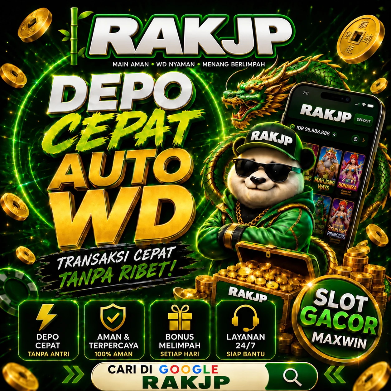 Banner RAKJP dengan panda dan naga